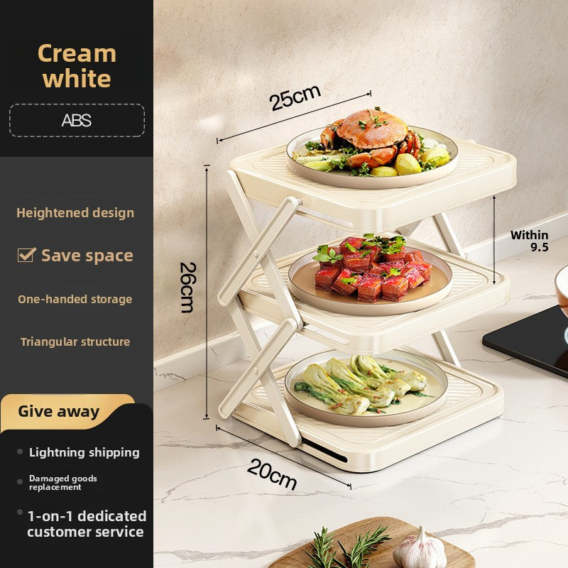 Foldable Multi-Layer Kitchen Prep Rack with Tray