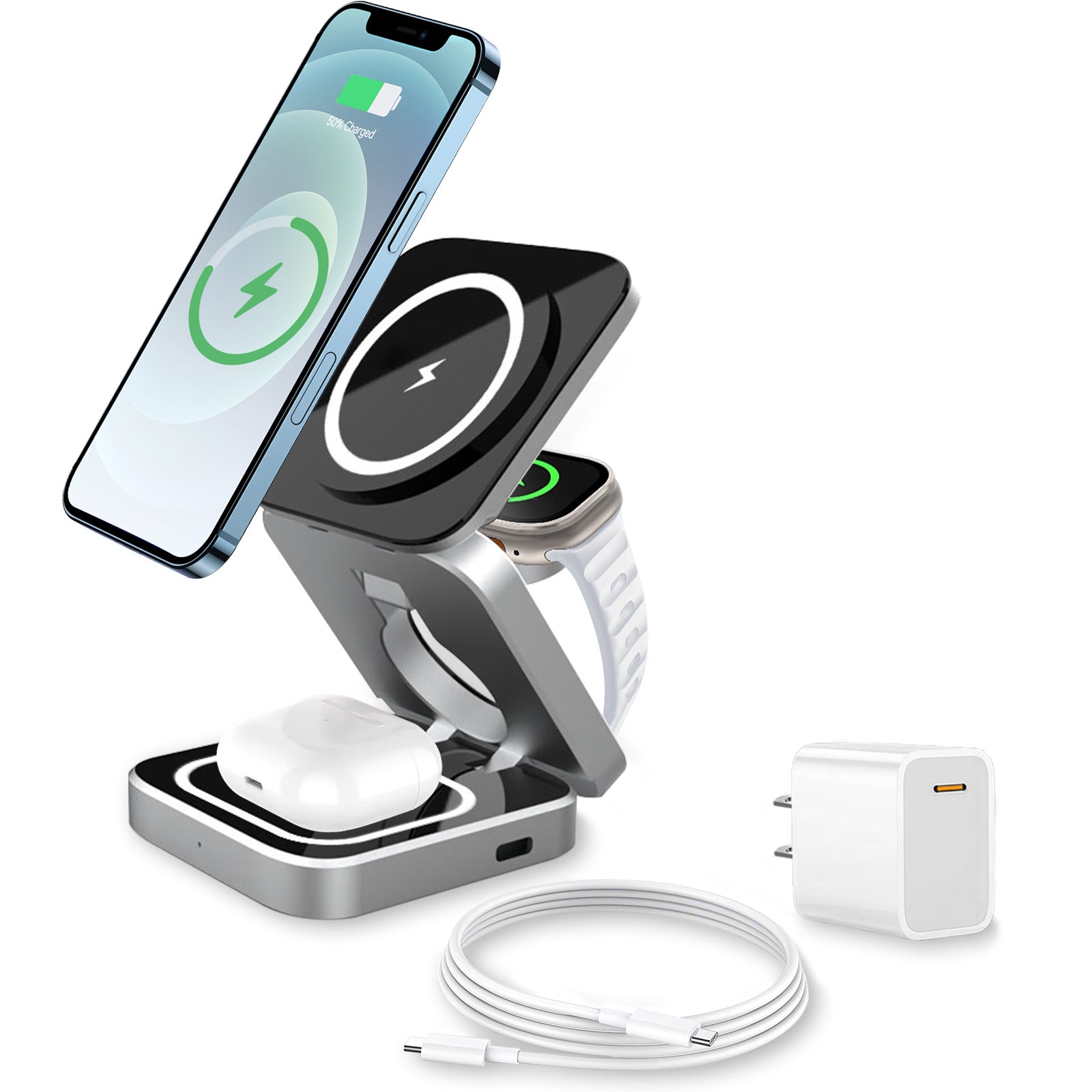 three-in-one charger mobile phone bracket charger