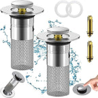 Pop-Up Sink Drain Filter with Removable Stainless Steel Basket
