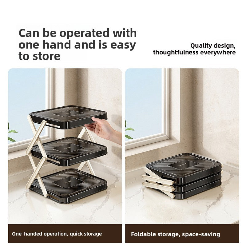 Foldable Multi-Layer Kitchen Prep Rack with Tray