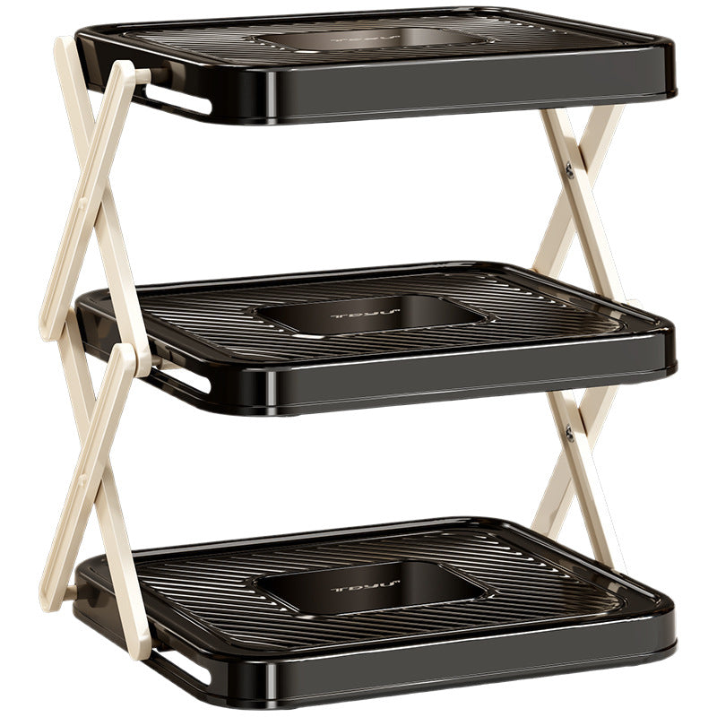 Foldable Multi-Layer Kitchen Prep Rack with Tray
