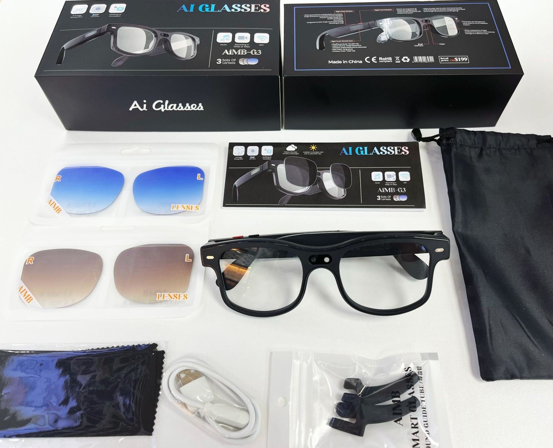 AIMB-G1 Smart Glasses with AI Translation