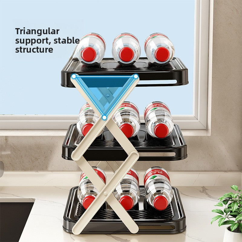 Foldable Multi-Layer Kitchen Prep Rack with Tray