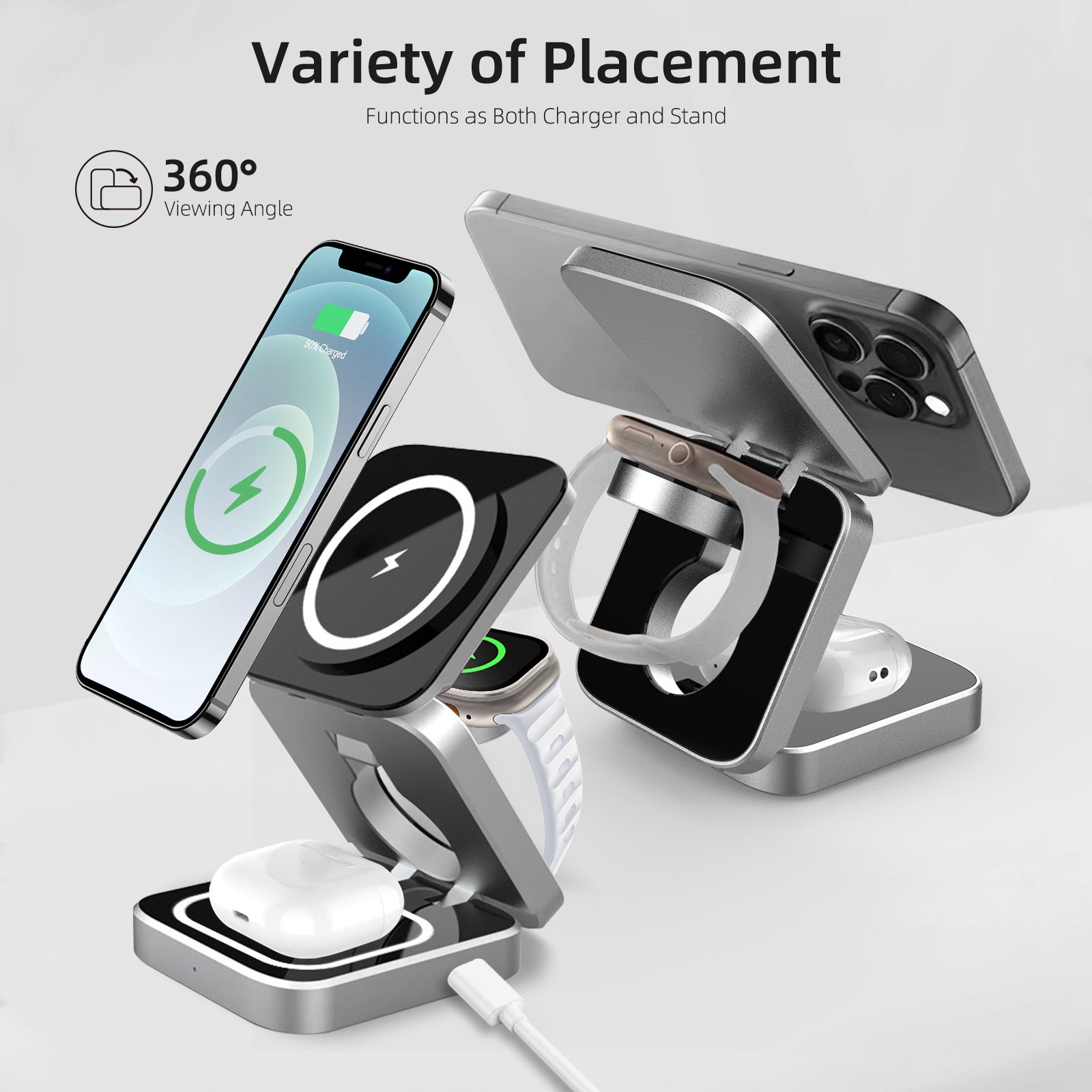 three-in-one charger mobile phone bracket charger