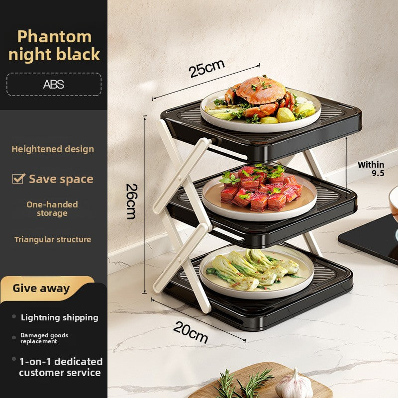 Foldable Multi-Layer Kitchen Prep Rack with Tray