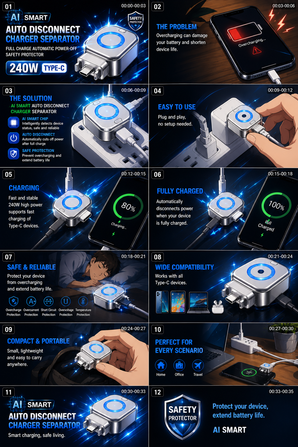 240W AI Smart Auto Disconnect Charger Separator